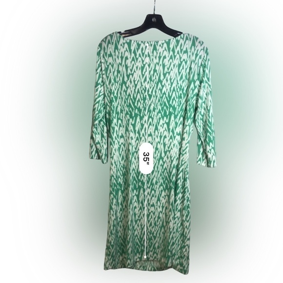 Loft Draped Collar Green and White Dress Size L - Picture 9 of 12